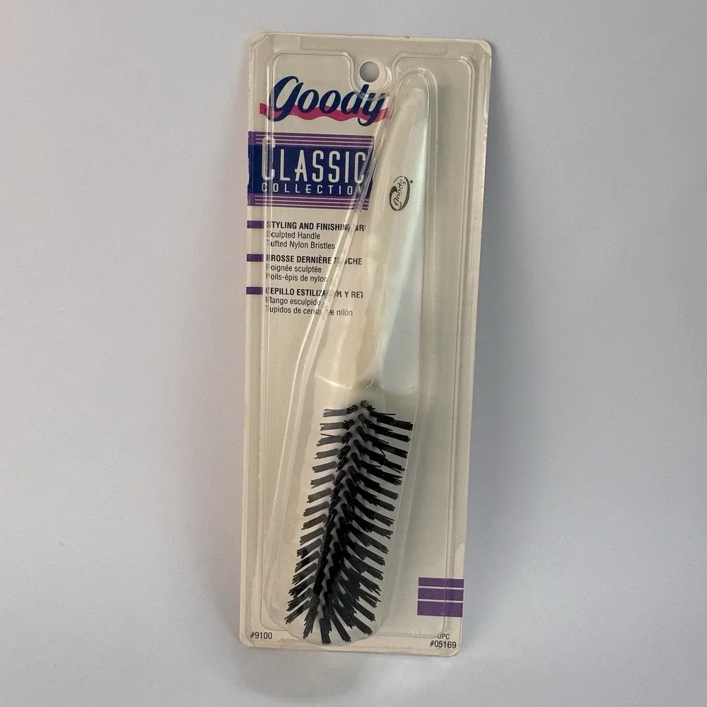 Vintage Goody Styling And Finishing Brush Nylon Bristles #9100 White Handle NEW